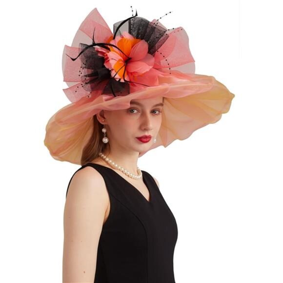 Women's Kentucky Derby Church Dress Hat Stylea-pink,orang - Picture 1 of 7